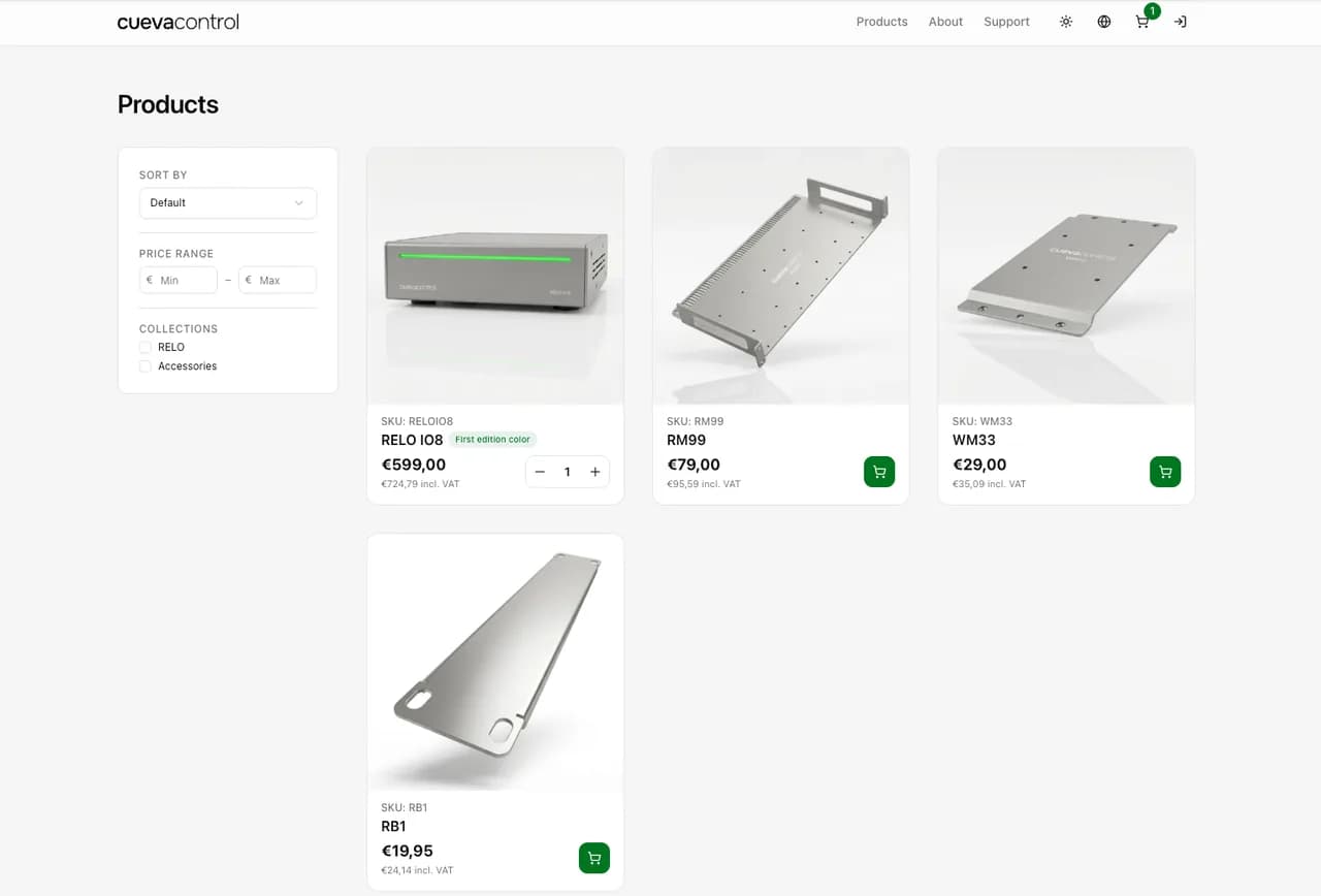 Screenshot van Cueva Control Store