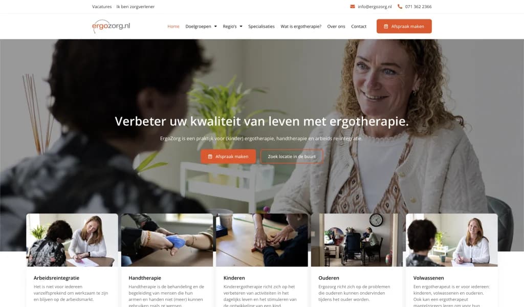 Screenshot van ErgoZorg